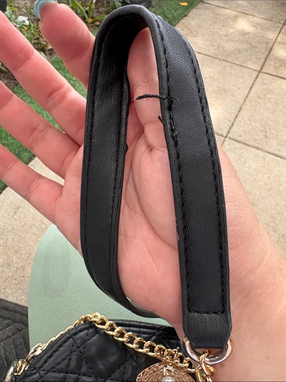Black Quilted Crossbody Bag with Gold Bee Accent and Coin Pouch